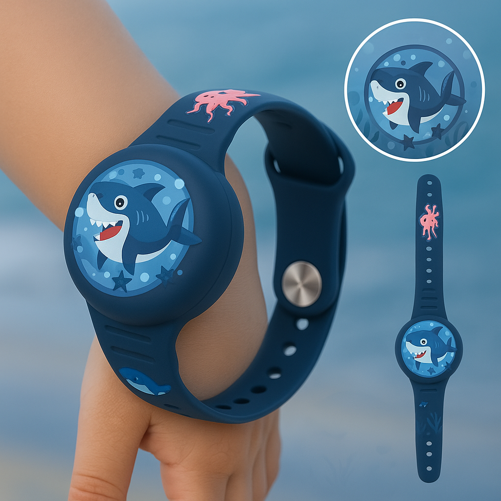 Children's AirTag Silicone Bracelet, Adjustable Holder with Cartoon Designs, Skin-Friendly and Washable