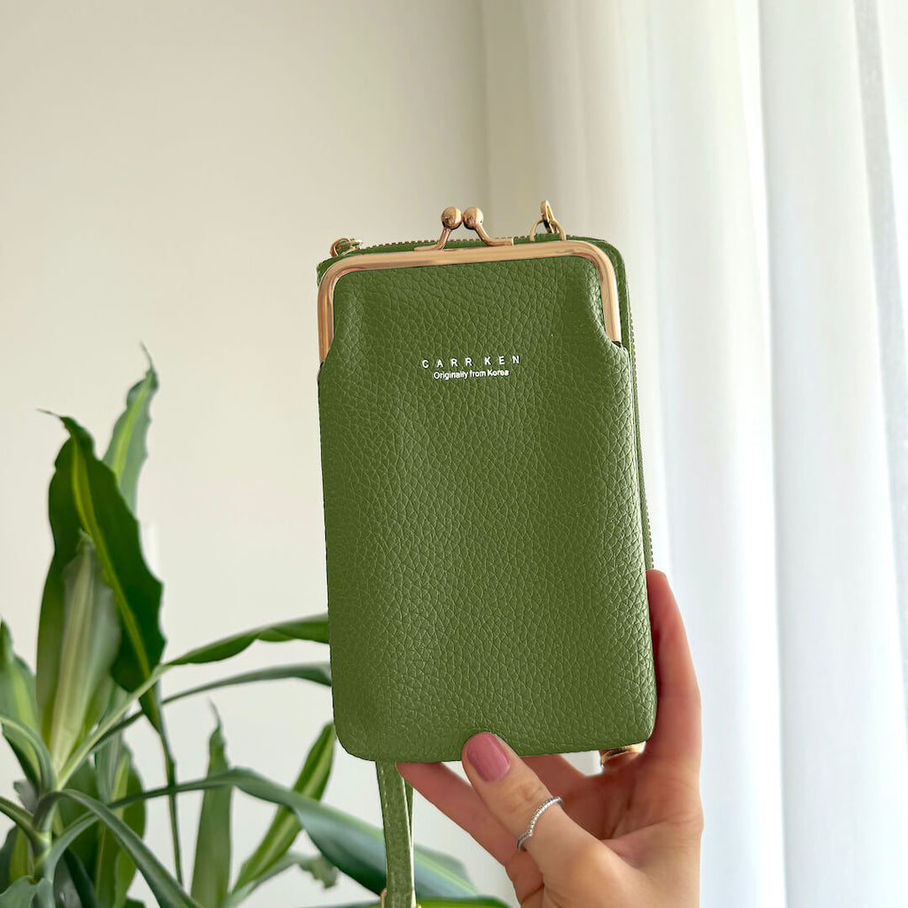 Women's PU Leather Cross-Body Cell Phone Bag with Card Slots Detachable Shoulder Strap for Smartphones up to 6.5 in / 16.5 cm