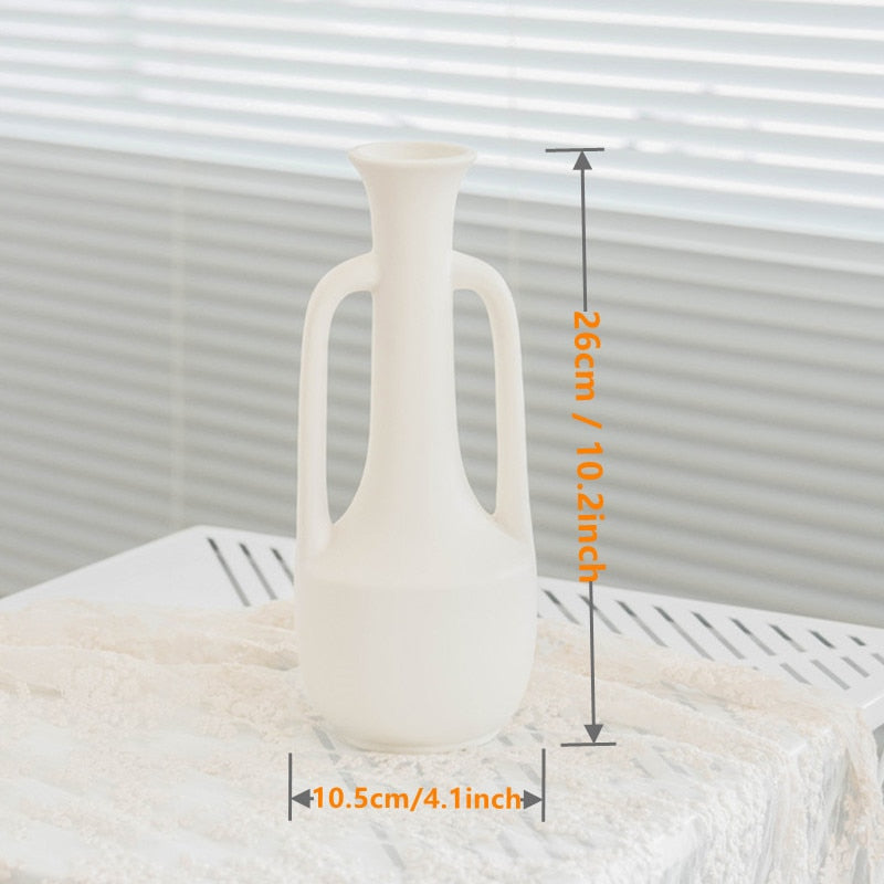 Decorative Ceramic Vase in Creamy White with a Matte Finish and Various Shapes for Dried Flowers and Home Decor