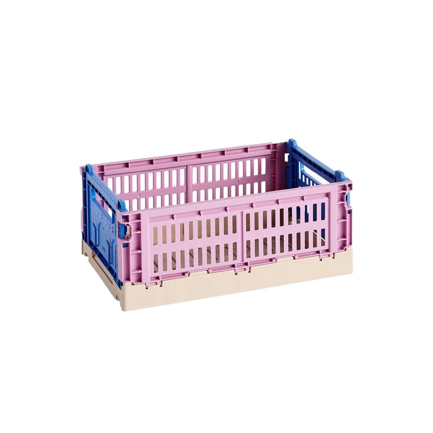 Collapsible Box made of Recycled Plastic with Perforated Walls, Stackable and Foldable, Multicolor