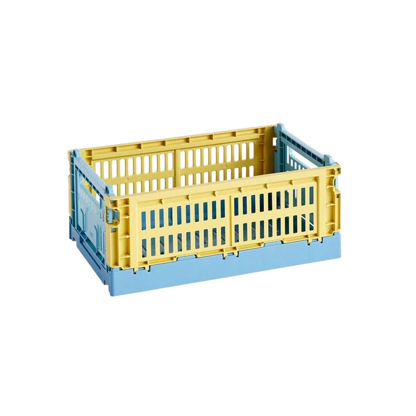 Collapsible Box made of Recycled Plastic with Perforated Walls, Stackable and Foldable, Multicolor