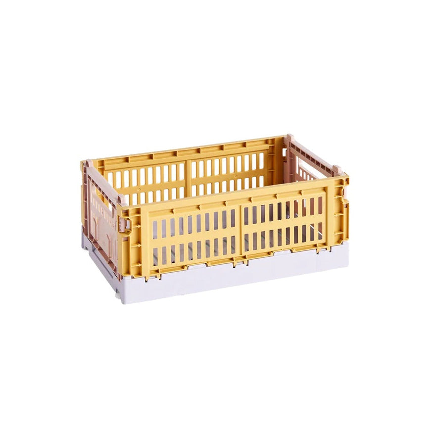 Collapsible Box made of Recycled Plastic with Perforated Walls, Stackable and Foldable, Multicolor