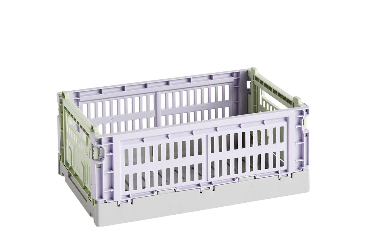 Collapsible Box made of Recycled Plastic with Perforated Walls, Stackable and Foldable, Multicolor