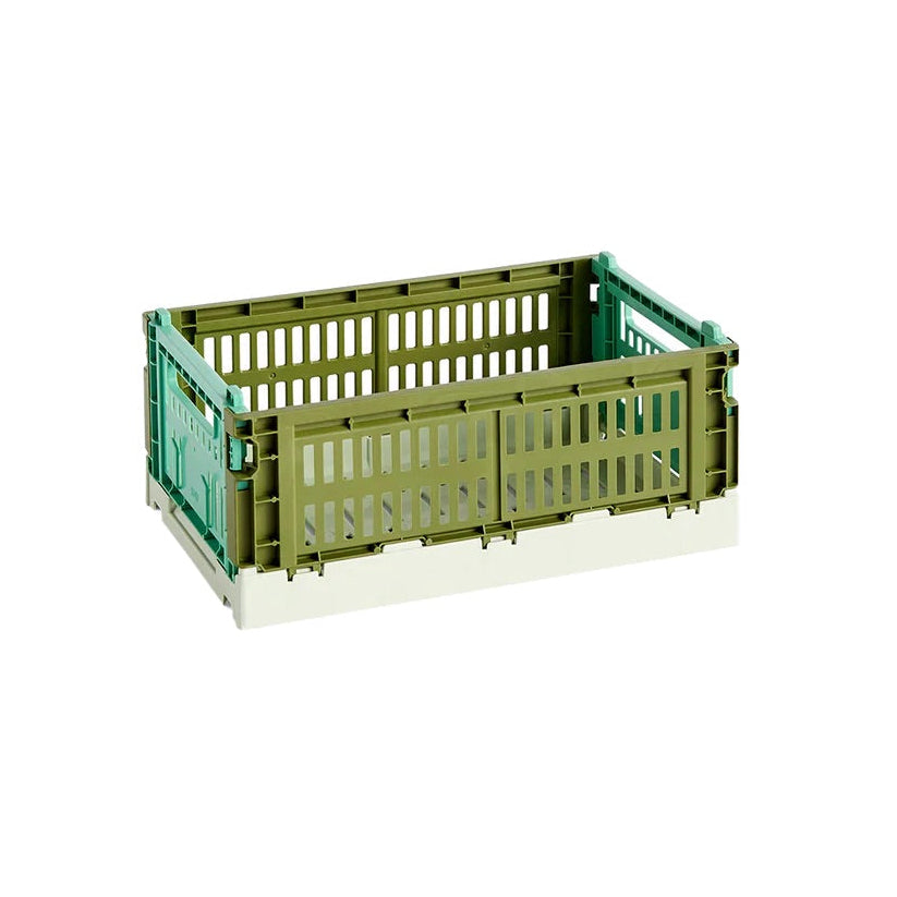 Collapsible Box made of Recycled Plastic with Perforated Walls, Stackable and Foldable, Multicolor