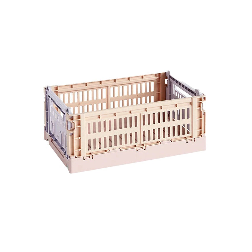 Collapsible Box made of Recycled Plastic with Perforated Walls, Stackable and Foldable, Multicolor