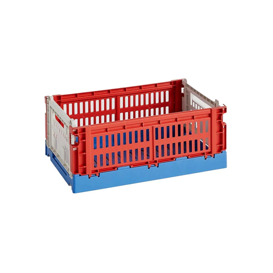 Collapsible Box made of Recycled Plastic with Perforated Walls, Stackable and Foldable, Multicolor