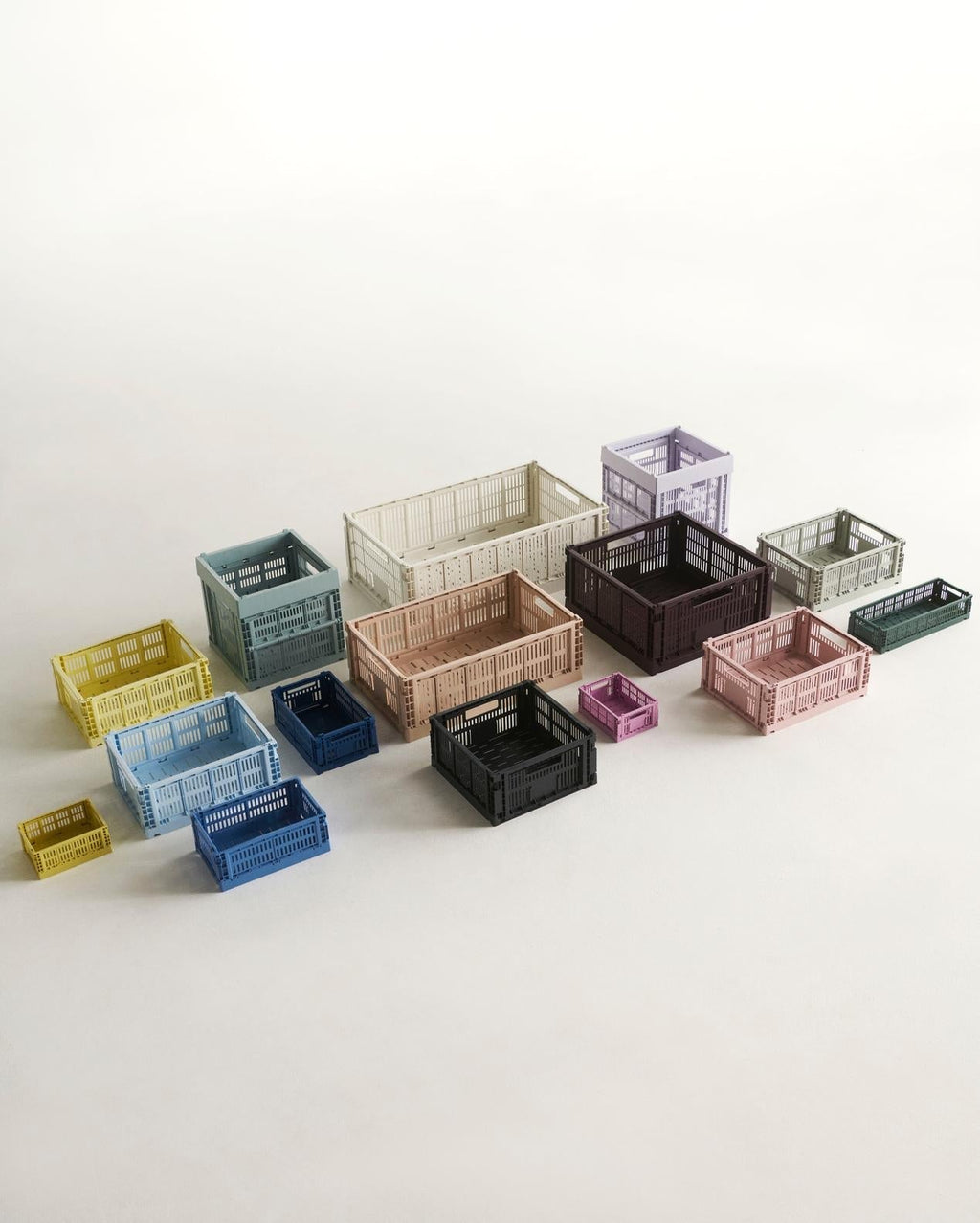 Folding Box Made of Recycled Plastic with Perforated Walls, Stackable and Foldable, Solid Color