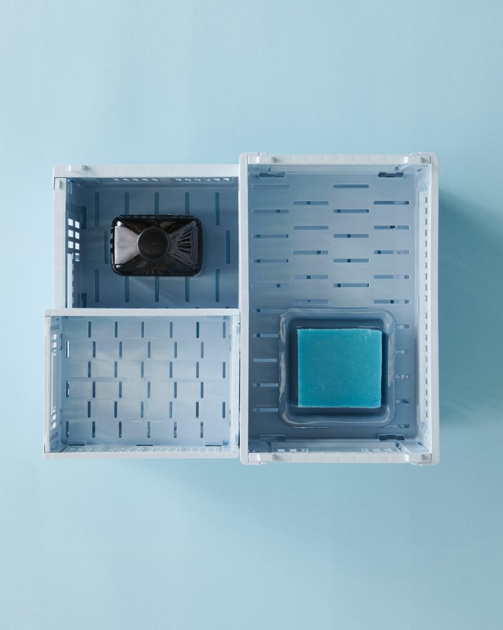 Folding Box Made of Recycled Plastic with Perforated Walls, Stackable and Foldable, Solid Color