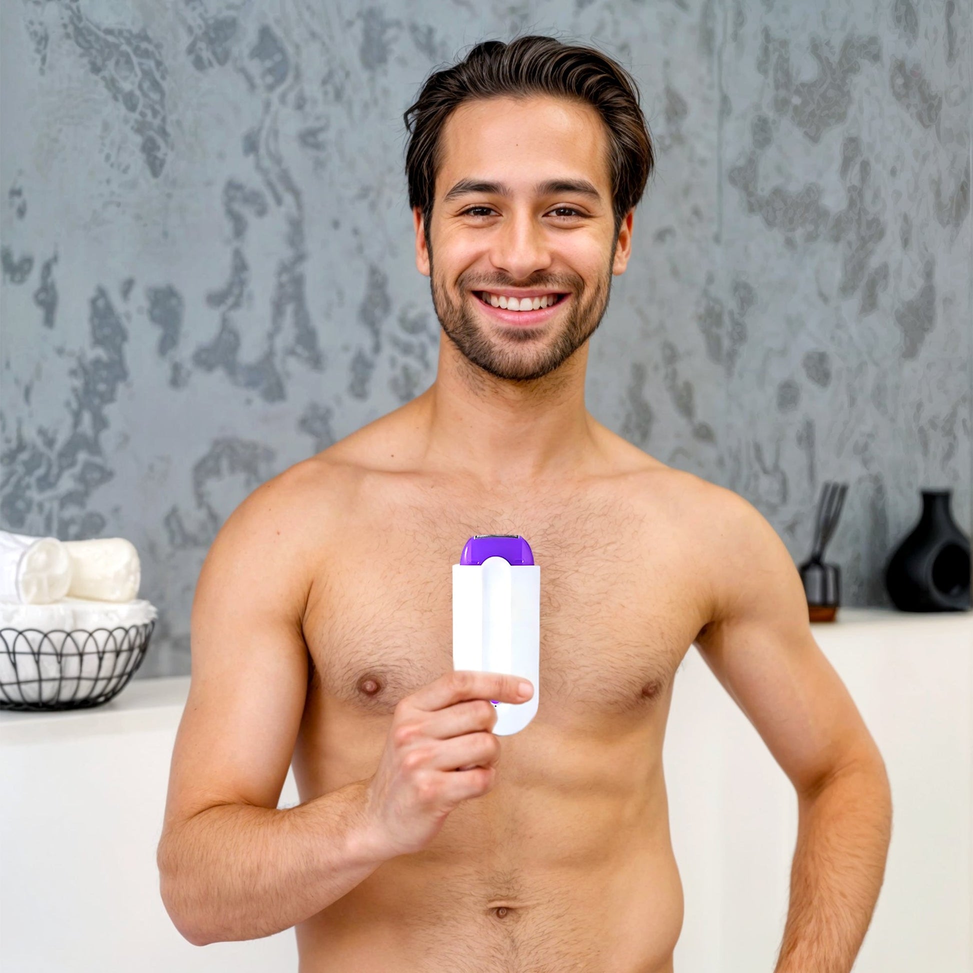 Electric Body Shaver for Men Cordless USB Rechargeable with Protective Foil 2 Attachments for Chest Arms Legs and Intimate Area