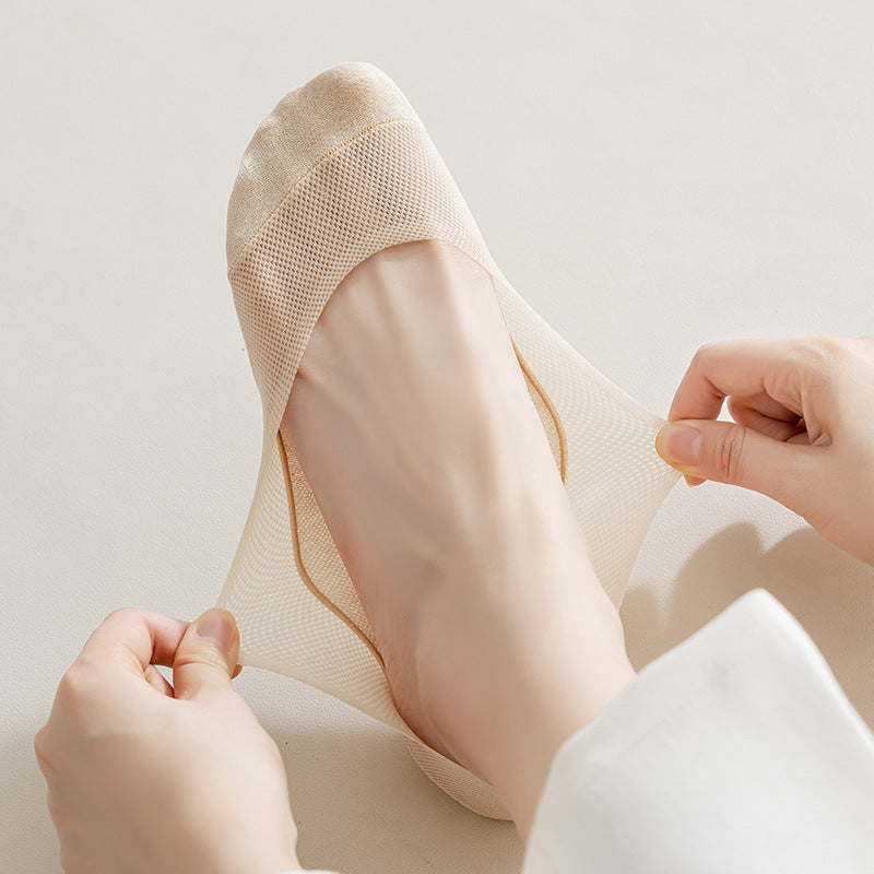 Füßlinge Damen Unsichtbar mit Silikonhalt, Netzobermaterial, für Ballerinas und Pumps