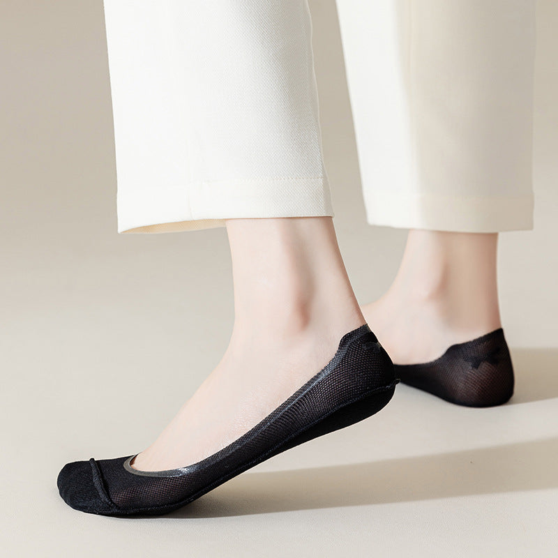Füßlinge Damen Unsichtbar mit Silikonhalt, Netzobermaterial, für Ballerinas und Pumps
