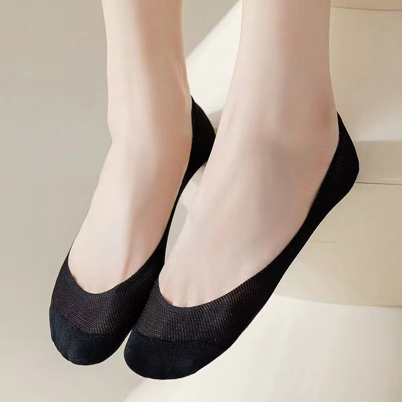 Füßlinge Damen Unsichtbar mit Silikonhalt, Netzobermaterial, für Ballerinas und Pumps