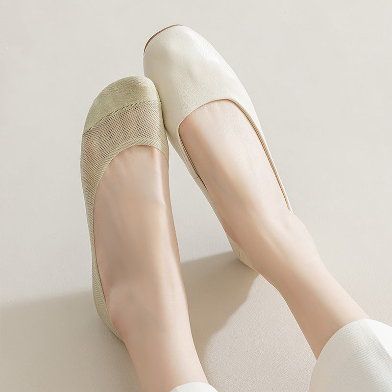 Füßlinge Damen Unsichtbar mit Silikonhalt, Netzobermaterial, für Ballerinas und Pumps