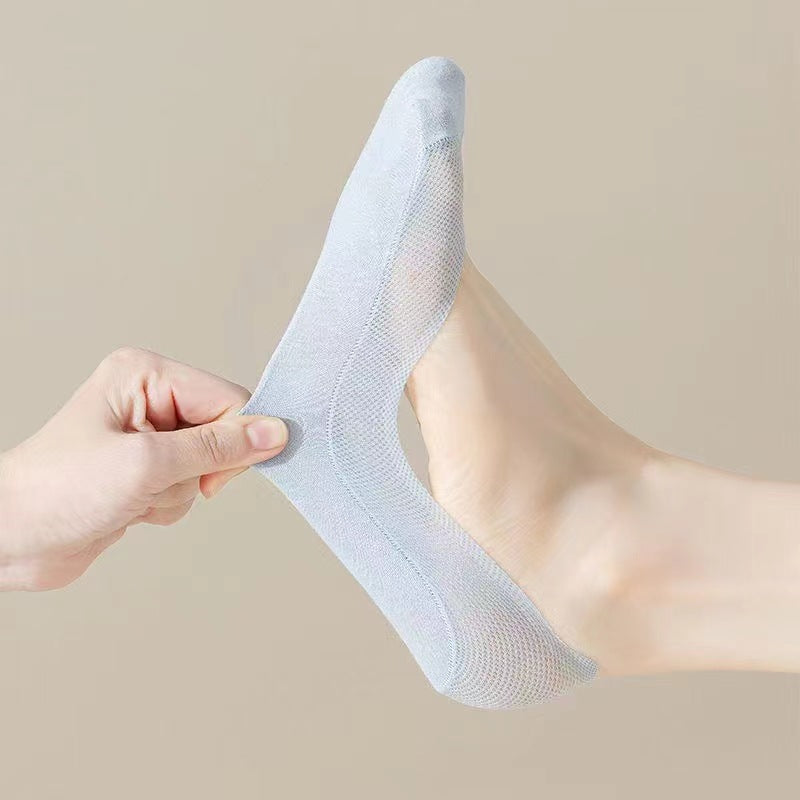 Füßlinge Damen Unsichtbar mit Silikonhalt, Netzobermaterial, für Ballerinas und Pumps