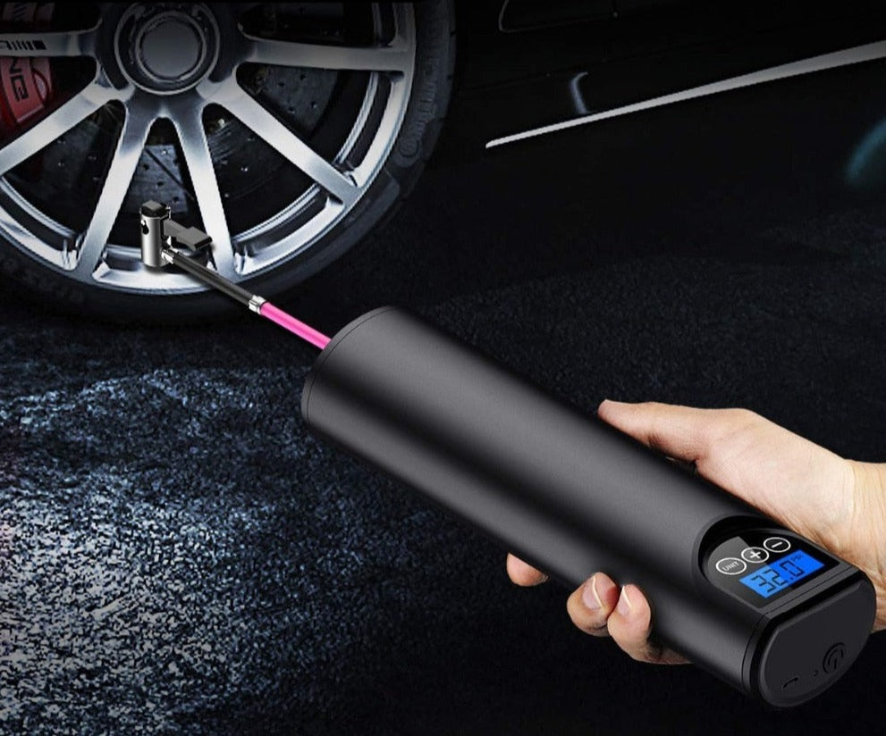 Cordless Portable Air Pump with Digital Display Auto Shut-Off 150 PSI for Cars Bicycles and Balls USB Rechargeable with LED Light