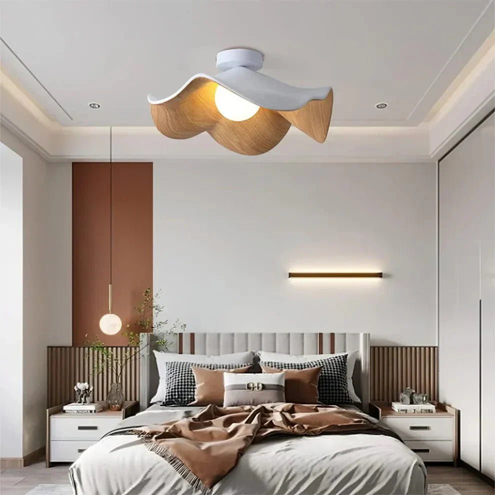 Bolania | Hängeleuchte - Skandinavisches Holzdesign - Lotusblumen-Design