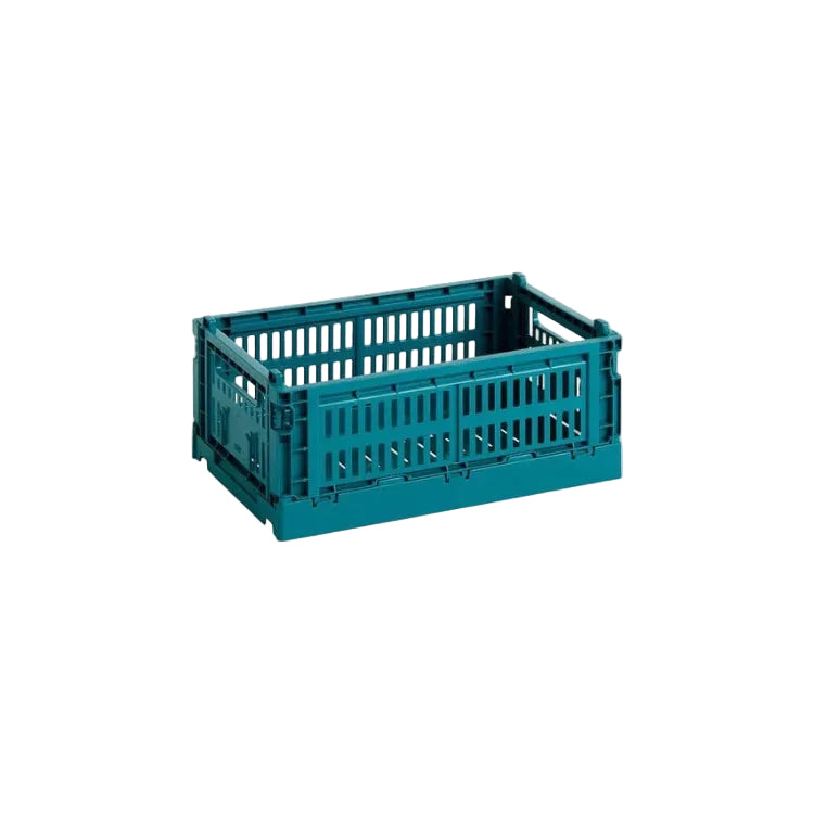 Folding Box Made of Recycled Plastic with Perforated Walls, Stackable and Foldable, Solid Color