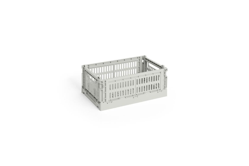 Folding Box Made of Recycled Plastic with Perforated Walls, Stackable and Foldable, Solid Color