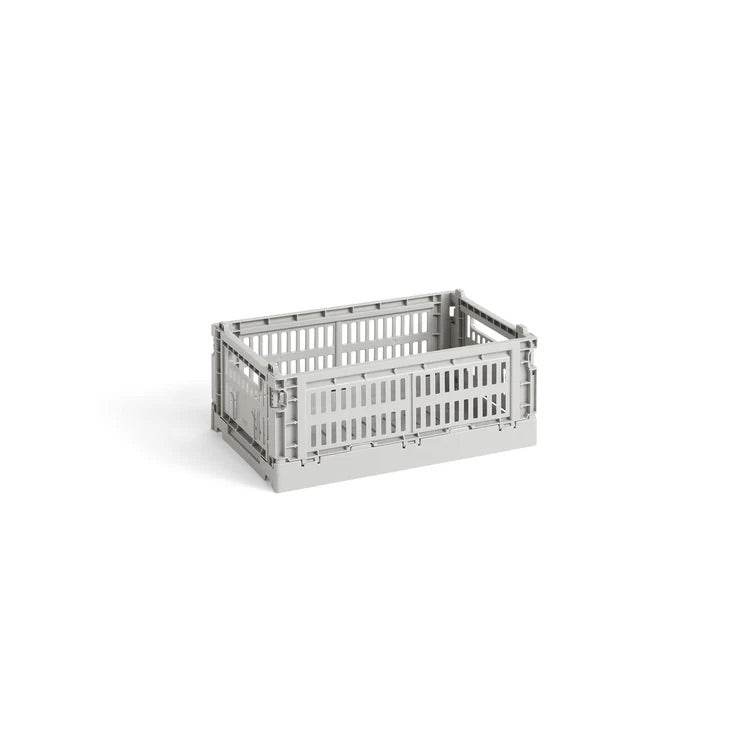 Folding Box Made of Recycled Plastic with Perforated Walls, Stackable and Foldable, Solid Color