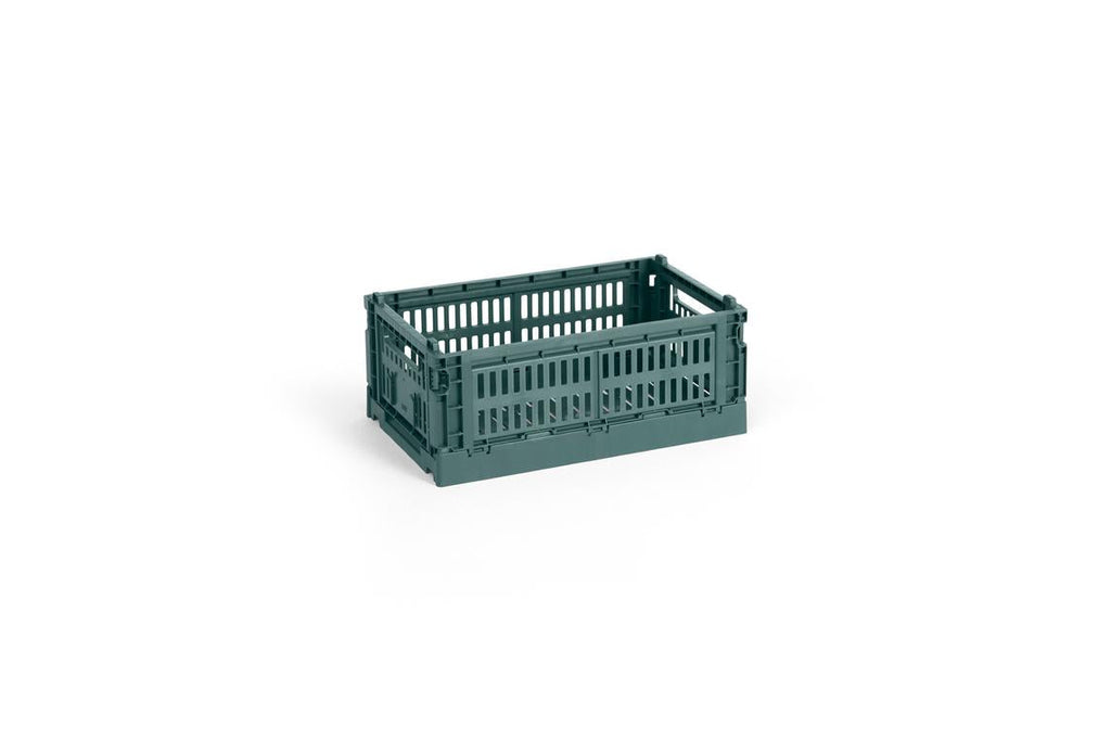 Folding Box Made of Recycled Plastic with Perforated Walls, Stackable and Foldable, Solid Color