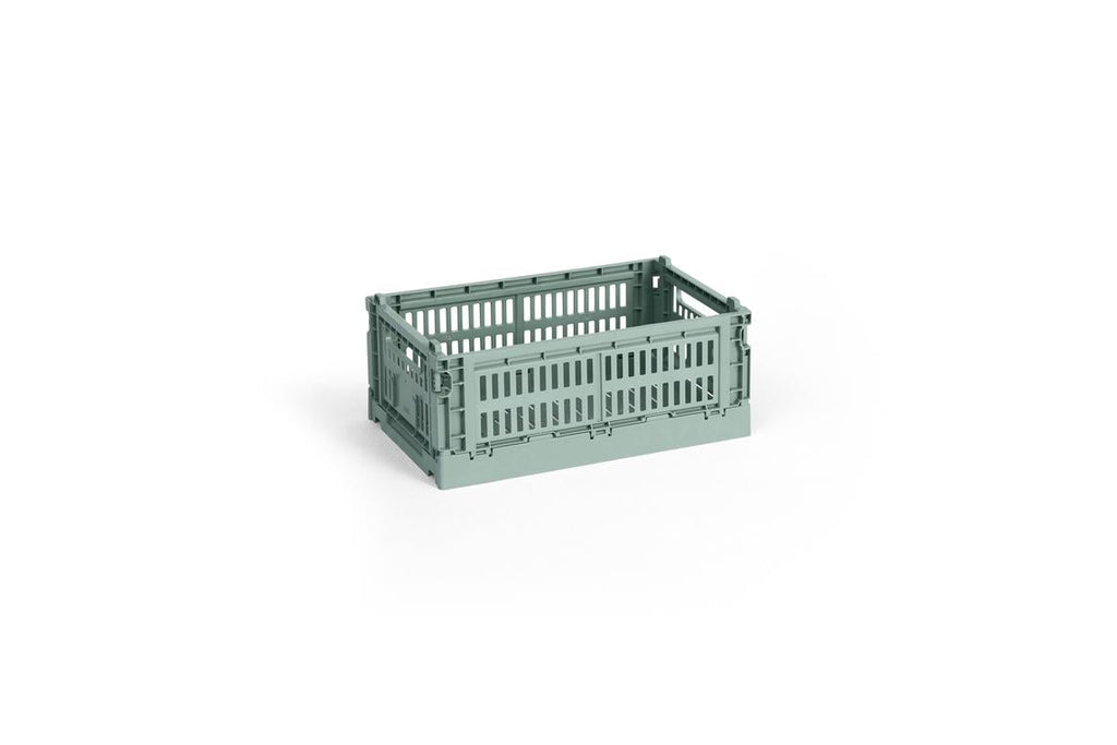 Folding Box Made of Recycled Plastic with Perforated Walls, Stackable and Foldable, Solid Color