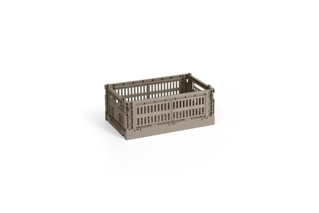 Folding Box Made of Recycled Plastic with Perforated Walls, Stackable and Foldable, Solid Color