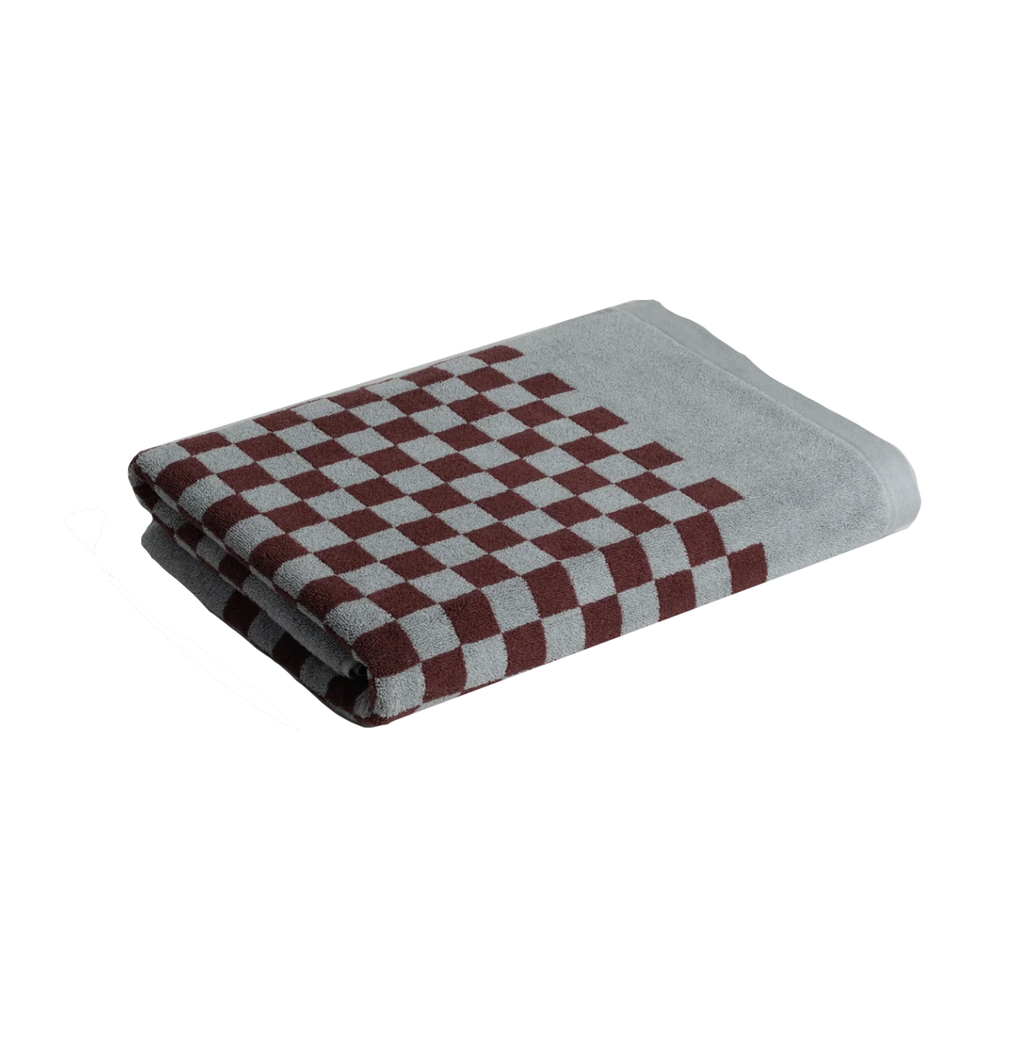 Organic Cotton Beach Towel with Checkerboard Pattern, Heavy Terry Quality, Absorbent