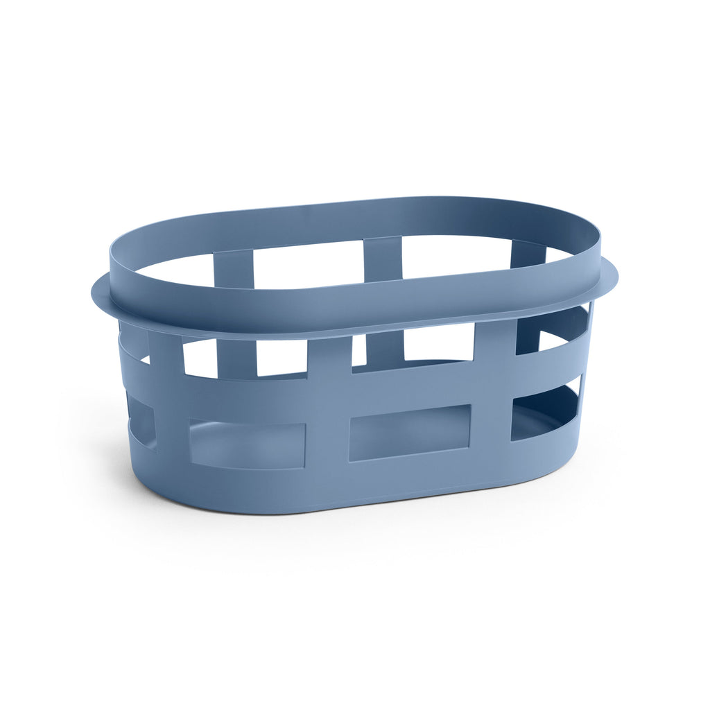 Storage Basket, Plastic, Oval with Rim Handle, Recycled Material, for Laundry