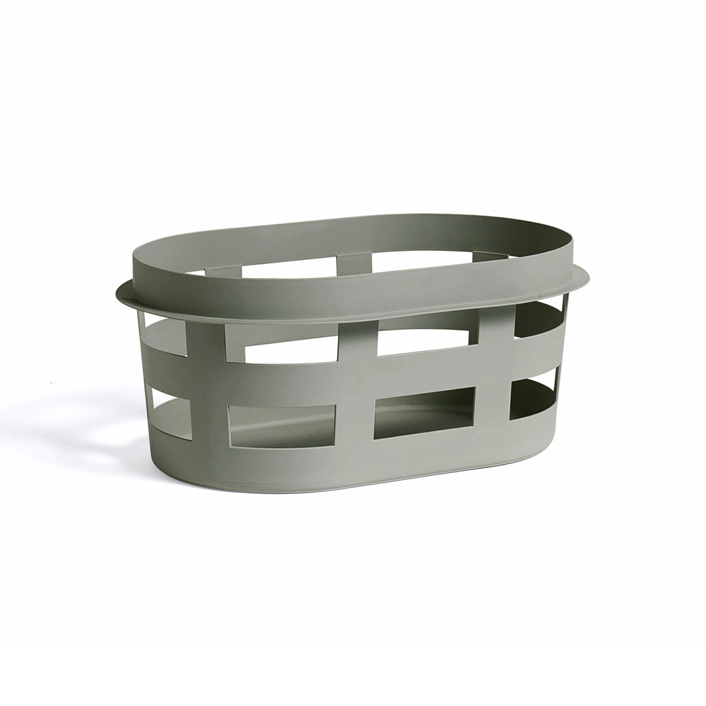 Storage Basket, Plastic, Oval with Rim Handle, Recycled Material, for Laundry