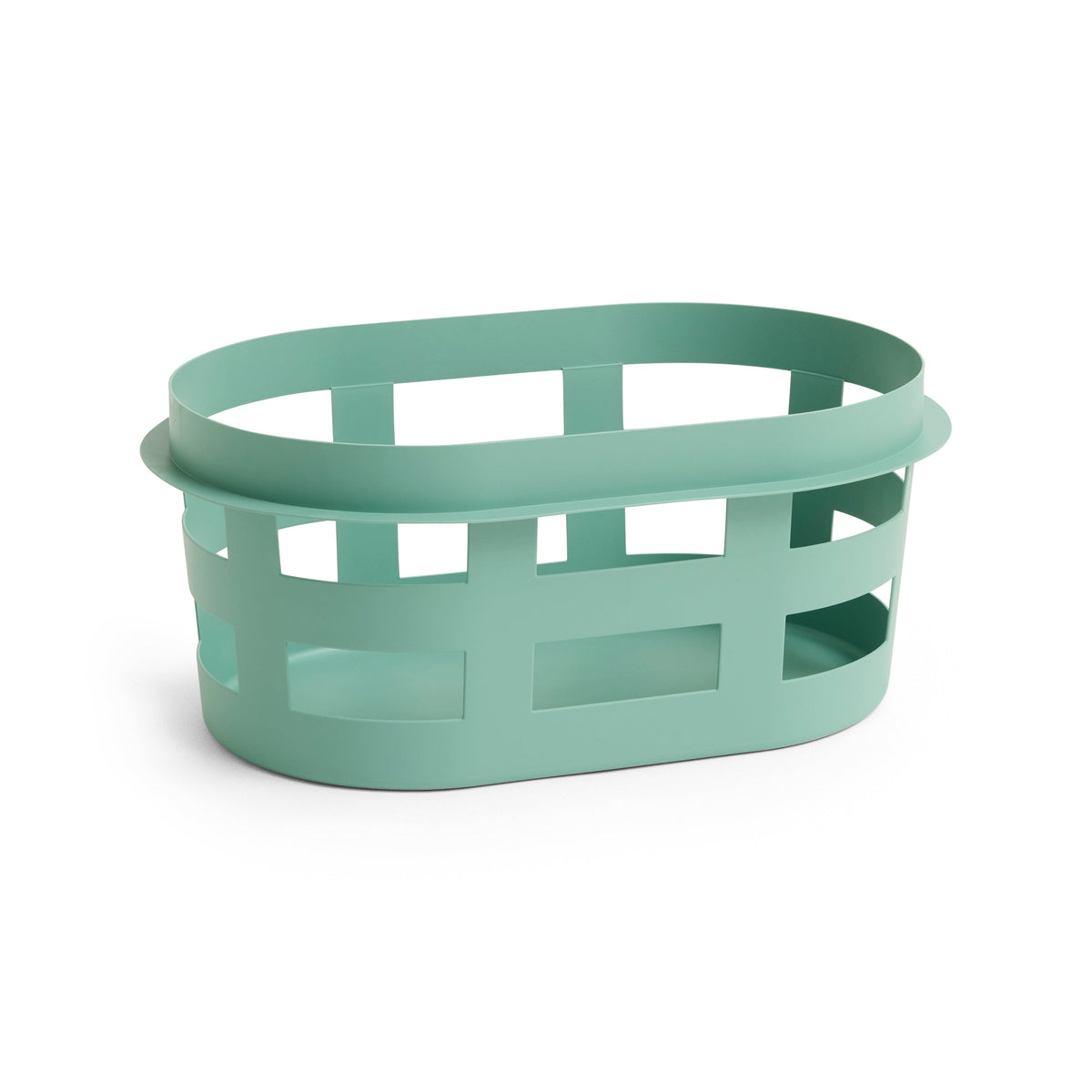 Storage Basket, Plastic, Oval with Rim Handle, Recycled Material, for Laundry