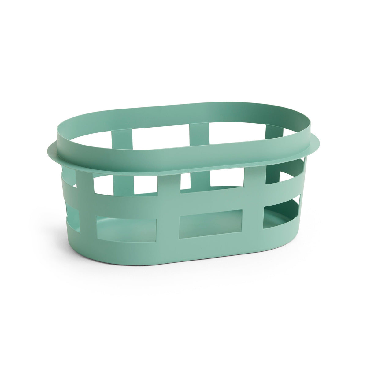 Storage Basket, Plastic, Oval with Rim Handle, Recycled Material, for Laundry