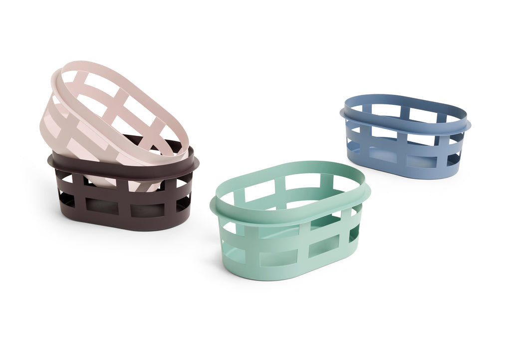 Storage Basket, Plastic, Oval with Rim Handle, Recycled Material, for Laundry