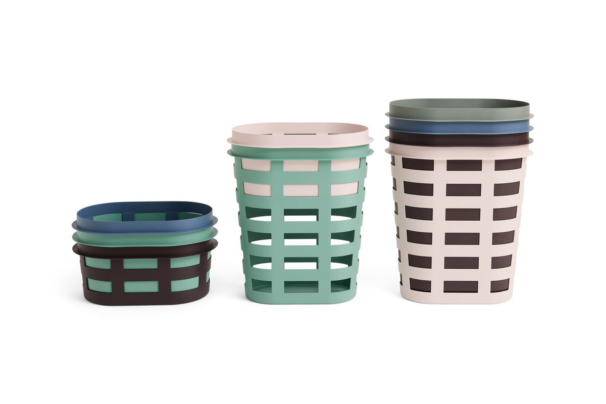 Storage Basket, Plastic, Oval with Rim Handle, Recycled Material, for Laundry
