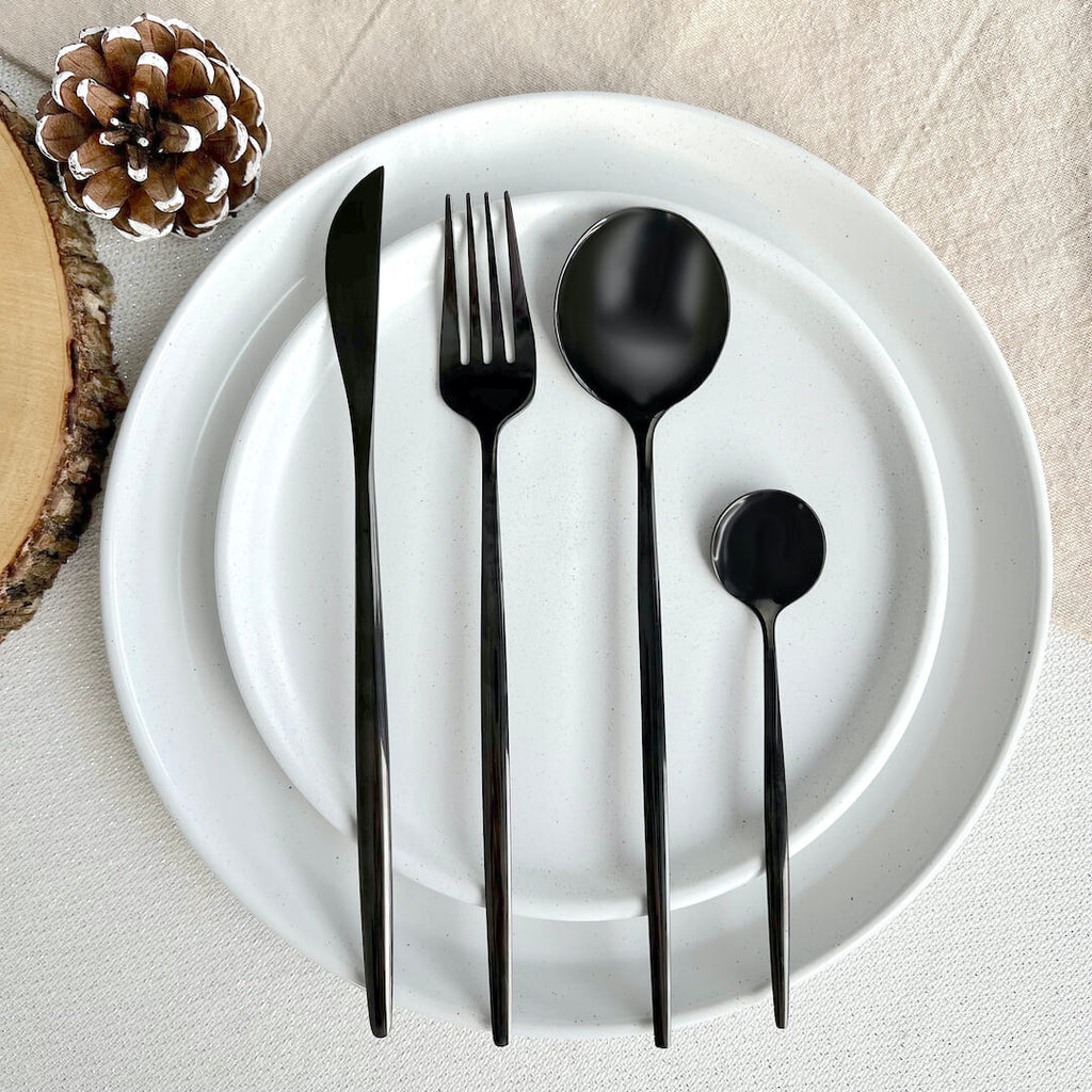 Stainless Steel Cutlery Set, 4-Piece with Modern Design and Matte Finish for a Laid Elegant Table Setting