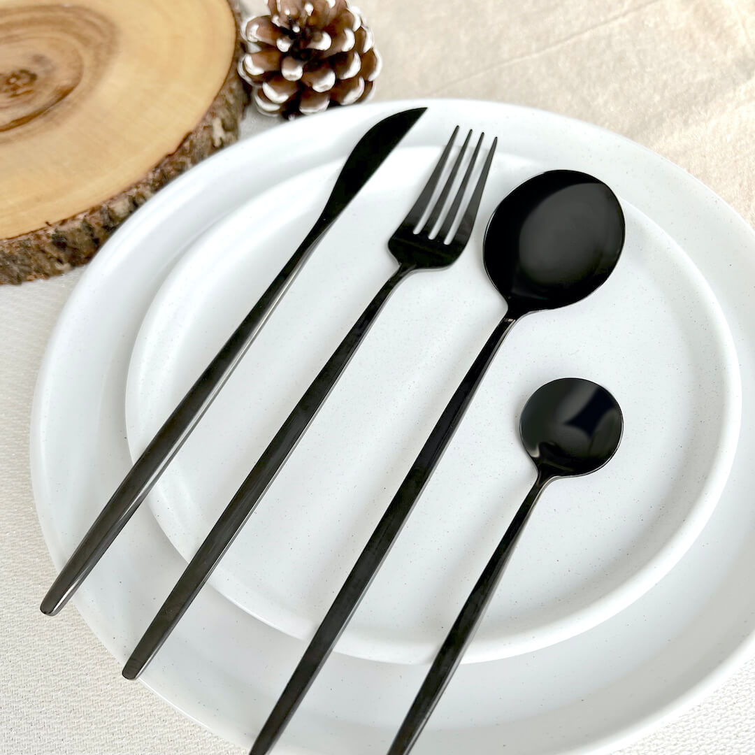 Stainless Steel Cutlery Set, 4-Piece with Modern Design and Matte Finish for a Laid Elegant Table Setting
