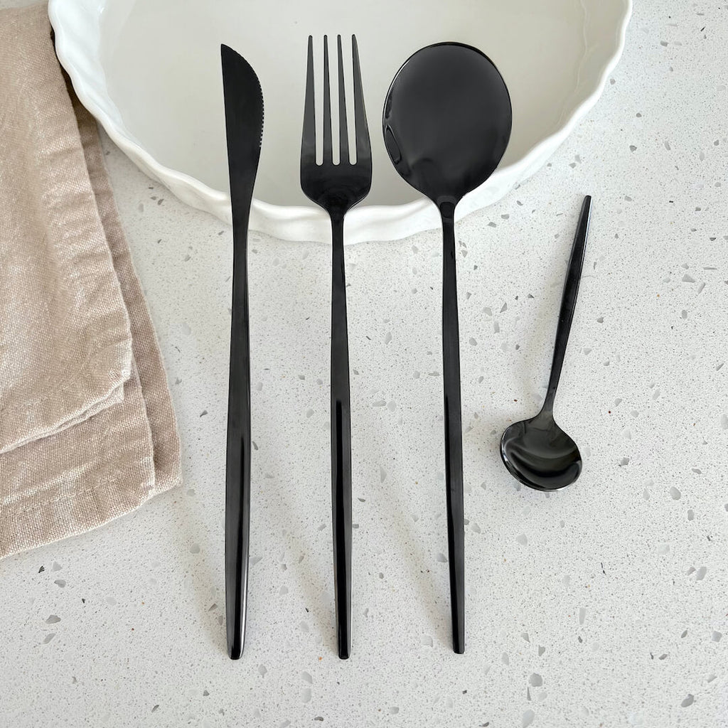 Stainless Steel Cutlery Set, 4-Piece with Modern Design and Matte Finish for a Laid Elegant Table Setting