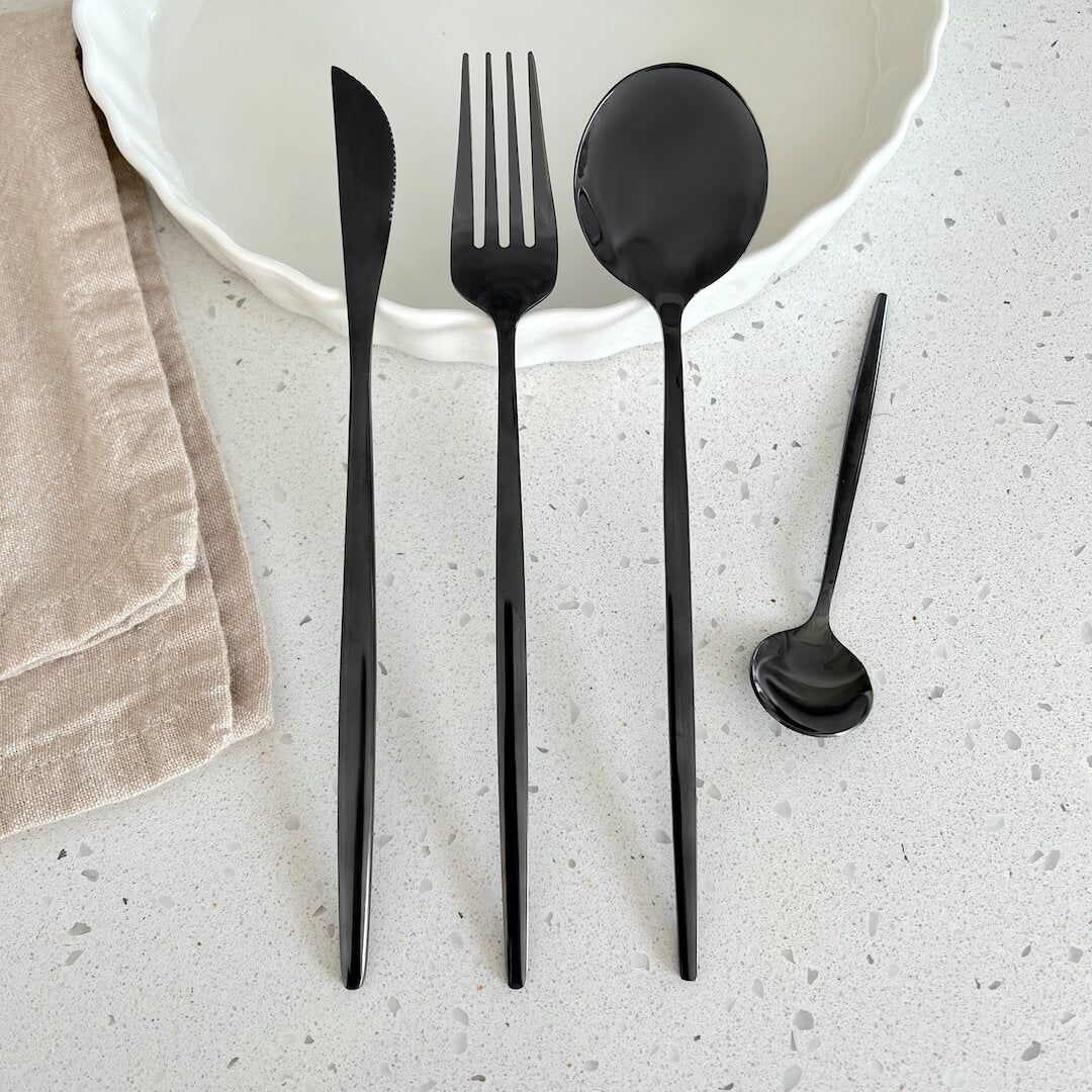 Stainless Steel Cutlery Set, 4-Piece with Modern Design and Matte Finish for a Laid Elegant Table Setting
