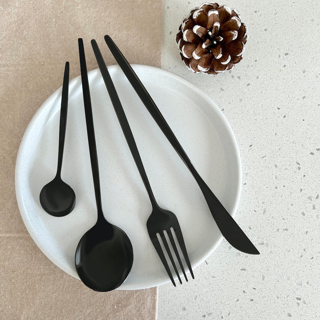 Stainless Steel Cutlery Set, 4-Piece with Modern Design and Matte Finish for a Laid Elegant Table Setting