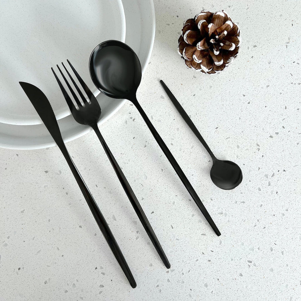 Stainless Steel Cutlery Set, 4-Piece with Modern Design and Matte Finish for a Laid Elegant Table Setting