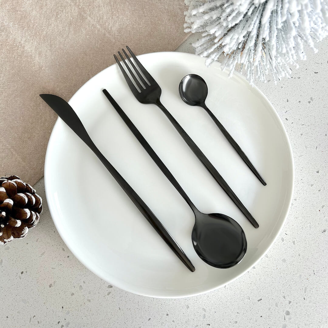 Stainless Steel Cutlery Set, 4-Piece with Modern Design and Matte Finish for a Laid Elegant Table Setting