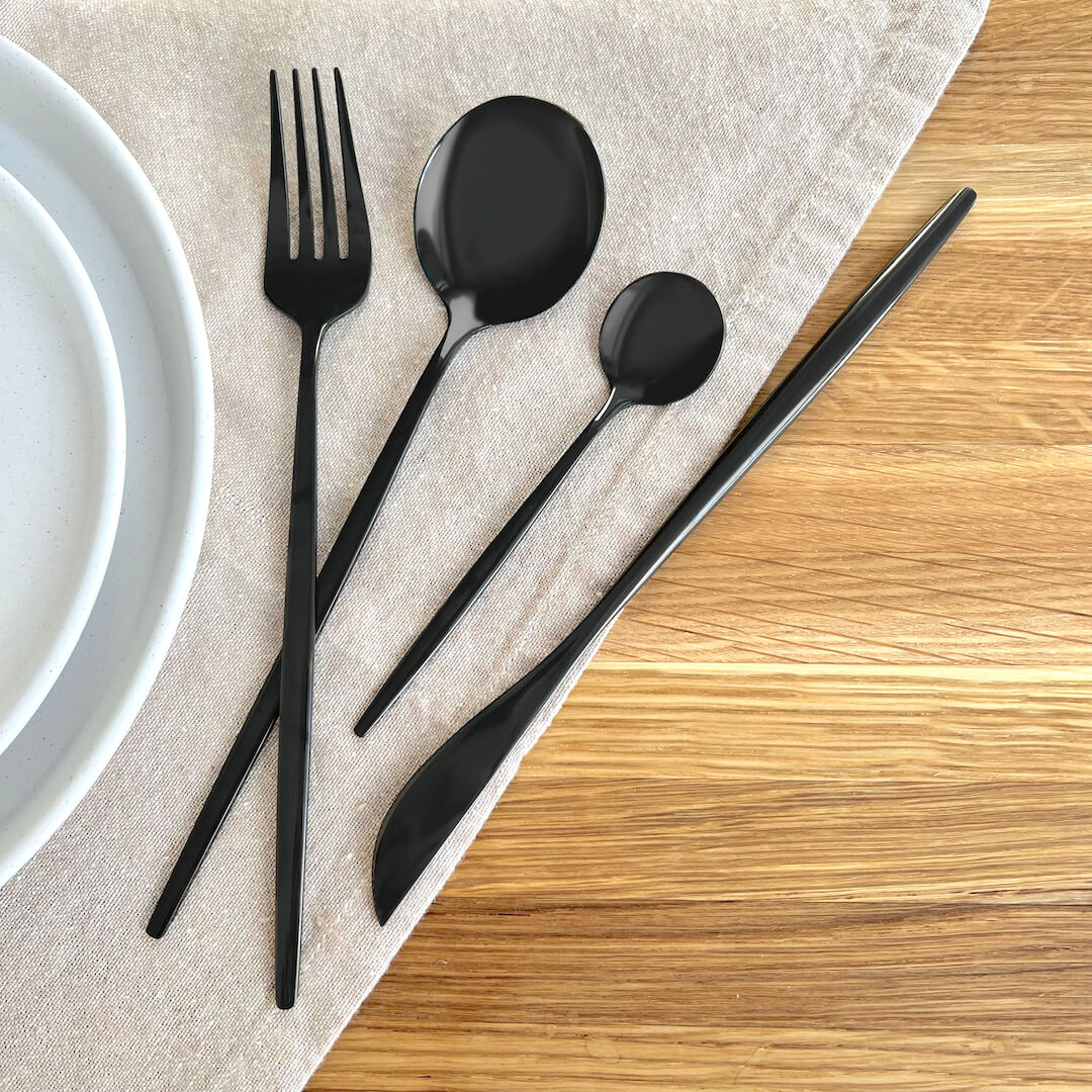 Stainless Steel Cutlery Set, 4-Piece with Modern Design and Matte Finish for a Laid Elegant Table Setting