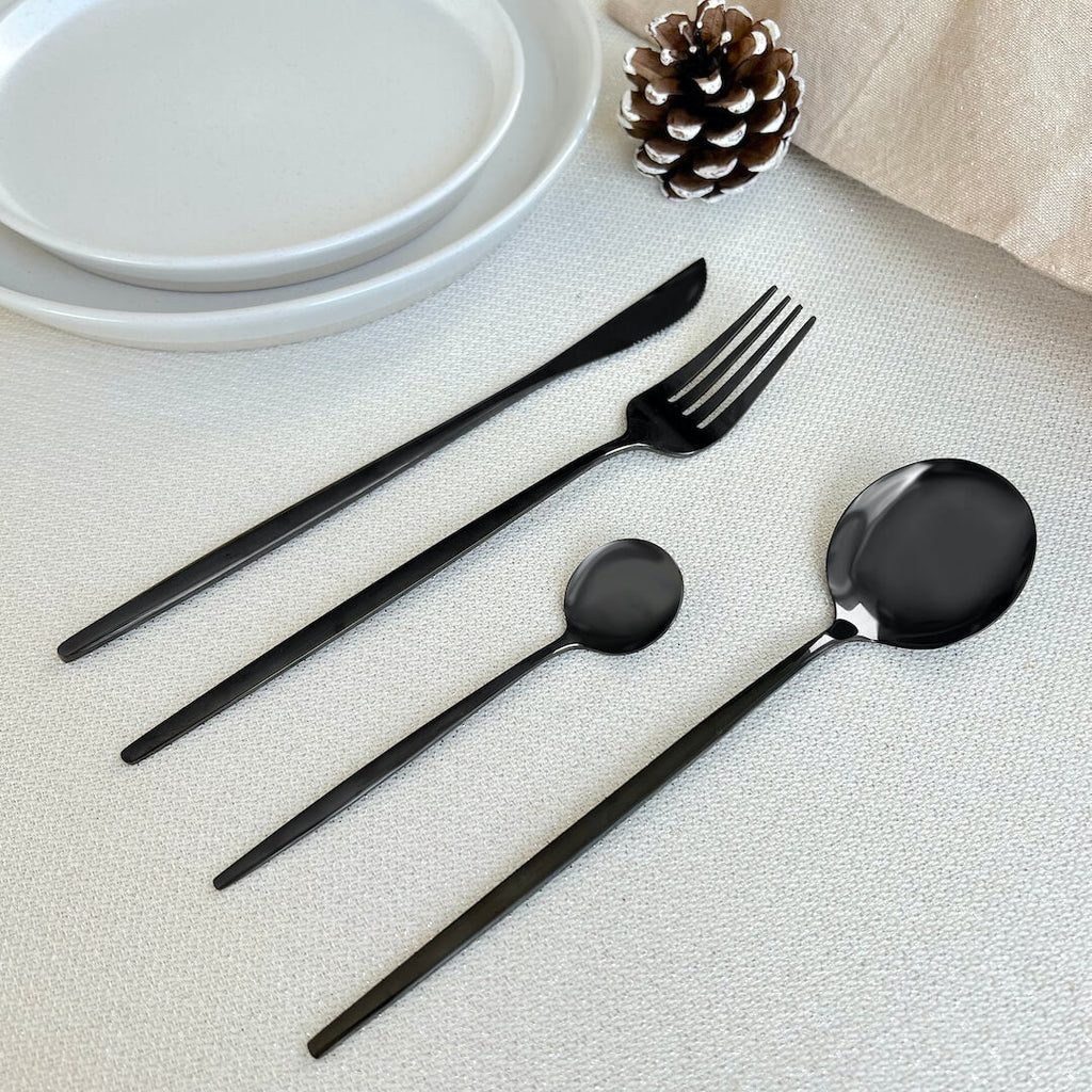 Stainless Steel Cutlery Set, 4-Piece with Modern Design and Matte Finish for a Laid Elegant Table Setting