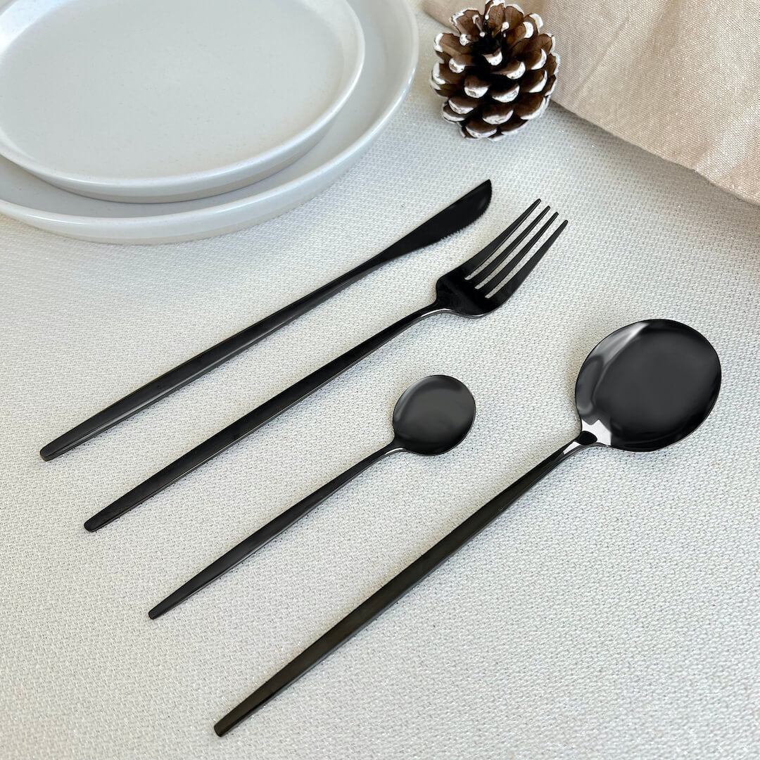 Stainless Steel Cutlery Set, 4-Piece with Modern Design and Matte Finish for a Laid Elegant Table Setting