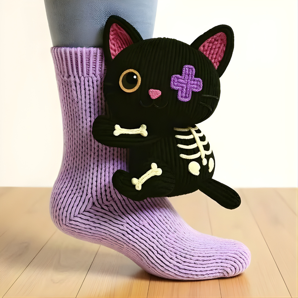 Cozy Socks with 3D Animal Motif, Warm Slipper Socks for Men and Women, Non-Slip Sole, Thick Knit