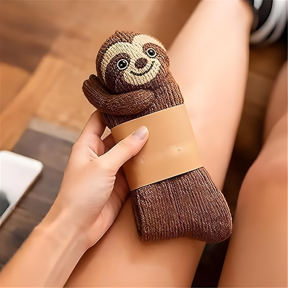 Cozy Socks with 3D Animal Motif, Warm Slipper Socks for Men and Women, Non-Slip Sole, Thick Knit