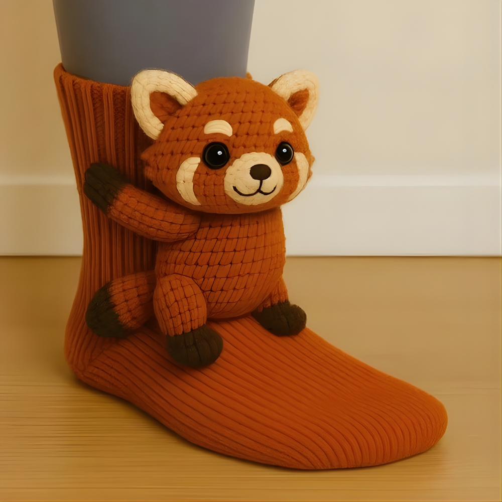 Cozy Socks with 3D Animal Motif, Warm Slipper Socks for Men and Women, Non-Slip Sole, Thick Knit