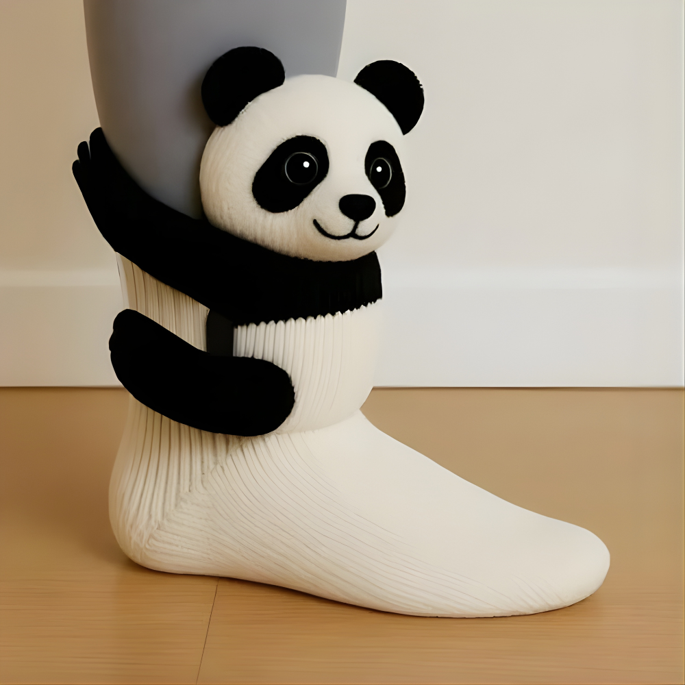 Cozy Socks with 3D Animal Motif, Warm Slipper Socks for Men and Women, Non-Slip Sole, Thick Knit