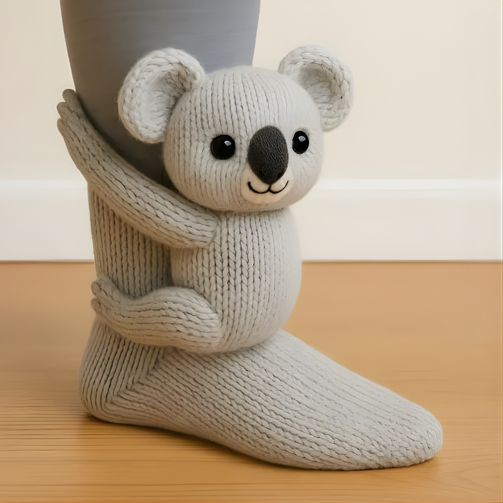 Cozy Socks with 3D Animal Motif, Warm Slipper Socks for Men and Women, Non-Slip Sole, Thick Knit