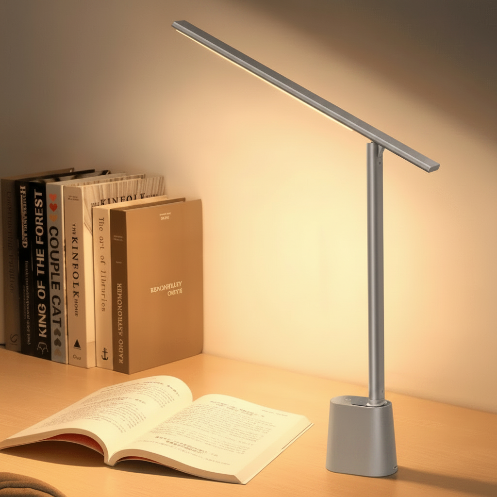 Foldable LED Desk Lamp Dimmable with USB Power Eye-caring Space-saving for Home Office Reading and Travel