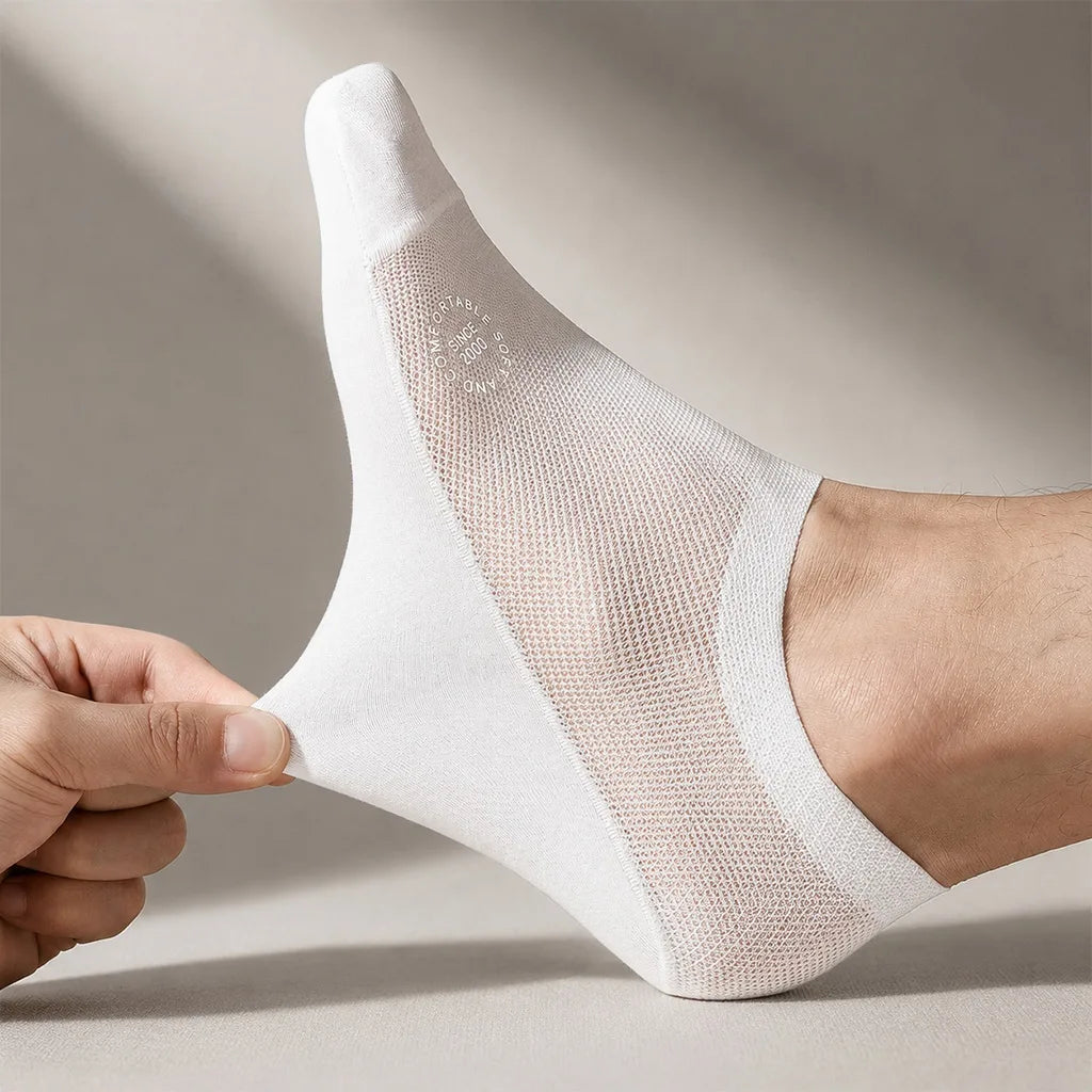 Invisible Sneaker Socks with Mesh Insert, Silicone Heel Grip, Cotton Sole, Unisex